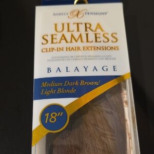 18"Ultra Seamless Balayage Hair Extensions - Medium Dark Brown and Light Blonde